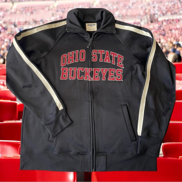 #221 Ohio State University Buckeyes Track Jacket Men's Large Black Polyester - Picture 1 of 16